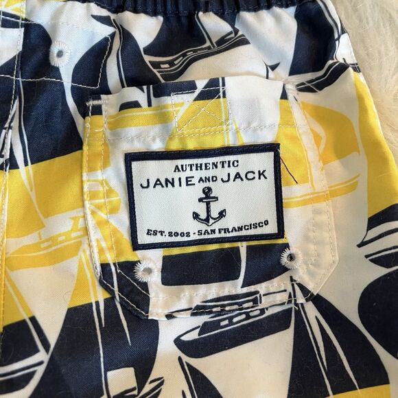 Janie and Jack Infant Boys Swim Trunks Boardshorts‎ 3-6M Sailboats Blue/Yellow - Picture 3 of 4